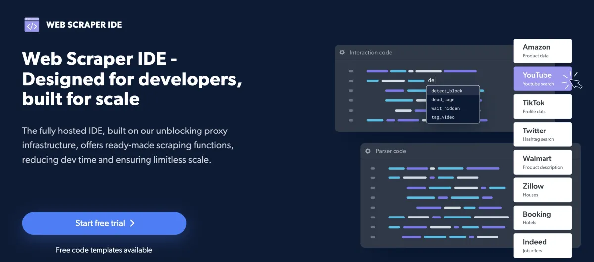 Bright Data's Data Collector enables businesses crawl and scrape websites or specific web pages.